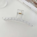 Transparent long hair claw clip with golden metal spring for an elegant minimalist look - Transparent Arch Claw(FJ266)