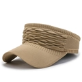 Stylish khaki knitted sun visor hat for women summer outdoor sports and UV protection - One Size / Khaki
