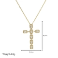 18k gold plated brass cross necklace with cubic zirconia detailing and size measurements - Gold Square Diamond Cross (2024010801)