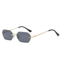 Gafas de sol punk sin montura con lentes grises octagonales y montura dorada - Marco Dorado Lente Negra