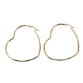 Poliert Goldene Herzohrringe aus Edelstahl im minimalistischen Design für Damen - 28mm x 35mm Stil / Gold