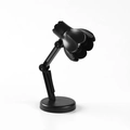 Mini lampe de bureau LED noire pliable avec tête en pétale et bras réglable sur fond blanc - 09B-Noir