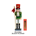 Soldat casse-noisette en bois de 38cm en uniforme vert avec drapeau et boîte - 38cm / Soldat à Veste Verte avec Drapeau (Z3863)