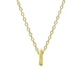 Macro shot of 925 sterling silver golden chain with a small rectangular pendant on white - Letter I / Gold