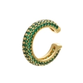 Detail showing high-quality gold plating and pave-set green zircons on a cuff earring - Gold Green Zirconia 1PC