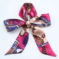 Magenta and beige vintage carriage print silk ribbon bow for hair and handbags - S22-European Vintage Carriage