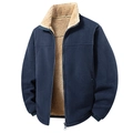 Giacca invernale da uomo in pile spesso con collo alto e fodera calda blu scuro - M / Blu scuro