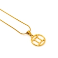 Collar dorado Géminis con colgante calado redondo y elegante cadena de serpiente - Géminis