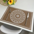 Tovaglietta marrone intrecciata con motivi mandala bianchi e serigrafia termoresistente - Stile Retrò 2 Bianco / 45*30cm