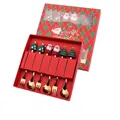 Christmas stainless steel cutlery set with Santa and tree charms in red gift box - Christmas 6-piece Set (2004 Design)