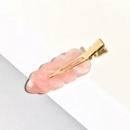 Pink wavy acetate hair clip with gold metal base for elegant women hairstyle styling - 32# Pink Pearlescent Cloud / 6.2cm