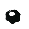 Black cotton baby bib with absorbent muslin fabric and decorative wavy scalloped edges - Black