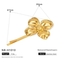 Golden stainless steel floral hair clip with 67mm length and 39mm width dimensions - Flower Shape Style (NB-H1010) / 18K Gold / Gold