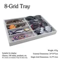 Gray velvet 8-compartment jewelry display tray for glasses and bracelets 24x35x3cm - Grey Ice Velvet 8-Grid Eyewear Tray