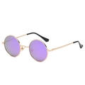 Occhiali da sole tondi rétro con lenti viola a specchio e montatura in oro - Montatura Oro Viola Scuro Riflettente C21