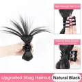 Natural black spiky bun hair extension with strong claw clip and secure inner strap - Shuttlecock Style Claw Clip / Natural Black