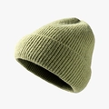 Classic ribbed knit beanie in sage green color with a stylish folded cuff design - One Size / Grass Green