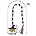 Halloween wooden bead garland with witch head pendant and checkered tassel decoration - Witch Pattern