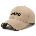 Beige baseball cap with 3D black FARD embroidery and curved brim for outdoor wear - Adjustable / Deep Beige