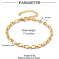 Detail showing 4x7mm 18K gold-plated stainless steel chain with size specifications - 1.0mm Embossed Cross 1:1 / Gold