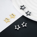 Star-shaped stainless steel earrings in gold, silver, and black finish with snap closure - Star (17*17mm, Single) / Silver