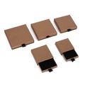 Brown drawer-style jewelry gift boxes with black velvet lining and ribbon pulls - Coffee Linen