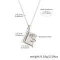 Collana in acciaio inossidabile con ciondolo a libro in oro 18k e incisione a pugno - Color Acciaio Stile Nipote Bump (RP022)