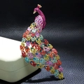 Exquisite peacock brooch with colorful rhinestones in gold metal finish for coats - YNCP6639 Peacock / 45*108mm / Multicolor Red