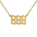 Golden 888 number pendant necklace with frosted finish and delicate O-chain link - 888
