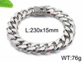 Bracciale cubano da uomo argento con cristalli chiari, dimensioni 230x15mm e peso 76g - Bracciale (KB95837-K) / 230x15mm / Argento