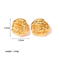 Detail view of gold textured earrings with lava pattern and precise size measurements - Lava Texture Irregular Style (AJ289-C)