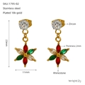 18k gold plated stainless steel starburst earrings with zircon and rhinestone details - Multi-color Flower Style (1795-02)
