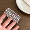 Pulsera geométrica vintage plateada con pedrería y cristales de corte marquesa - Geométrico / Plata Rombo Diamante de Imitación Marquesa