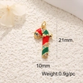 Detail view of 21mm enamel Christmas candy cane pendant with dimensions and weight specs - Candy Cane
