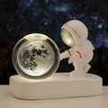 Astronaut night light with 3D laser engraved moon crystal ball and white base decoration - Sphere / Moon (Natural Light)