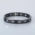 Bracciale moderno da uomo in acciaio al tungsteno con maglie in ceramica nera e chiusura - Stile Splicing in Ceramica Nera (KB186881-TS)