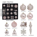 Pink and rose gold Christmas ornament set with glitter balls and star in a black storage box - Ice Cone Set (K3-17) / 8cm/16-20 Pieces Per Pack / Rose Gold