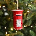 Red Christmas mailbox ornament with To Santa Claus lettering, 10cm height metal pendant - Postbox Style / Red Simple Style 3