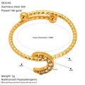 18K gold plated stainless steel open ring with heart moon design and zircon insets - Moon Spherical Style (SR324G)