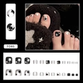 Unghie finte per piedi stile Y2K nere e argento glitterate con motivi a stella da donna - F046 Stella Argento (Tipo di Colla)