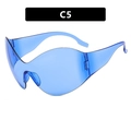 Occhiali da sole rimless Y2K futuristici in finitura blu chiaro trasparente - Blu