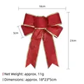 Sparkling red Christmas bow with gold trim and glitter, size 18x23x5cm for holiday decor - Red