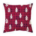 Christmas pillowcase with red and blue plaid pattern and white vintage tree design - Style 17 / 18x18 Inch