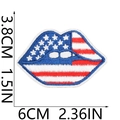 Detailed embroidered lip patch with American flag design, size 6cm by 3.8cm - Flag Lips (W31GQ-087-09)