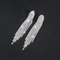 Silver luxury long tassel earrings featuring sparkling multi-layer crystal rhinestones - 3D Style / Silver White Rhinestone 3D