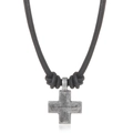 Collana vintage in corda di vacchetta fatta a mano con ciondolo a croce in stile retrò - Stile Croce / Nero
