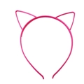 Pink cat ear plastic headband with teeth for non-slip grip on white background - Luminous Cat Ears / Rose Red