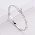 Bracciale a cuore in acciaio argento con strass e incisione Love Forever - Color Acciaio