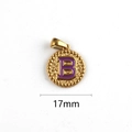 Edelstahl-Anhänger Buchstabe B in Gold mit lila Emaille und 17mm Durchmesser - Buchstabe B