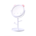 Cute white cat-ear desktop makeup mirror with jewelry tray stand for vanity table - Large Version / Bear Ears / White